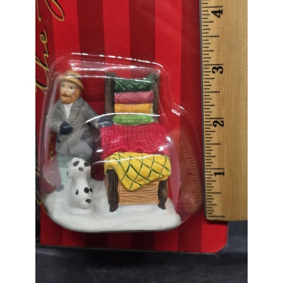 Vtg Caldor Share the Joy Village Accessorie Blanket Salesman With Spotted Dog 3" - Picture 2 of 7